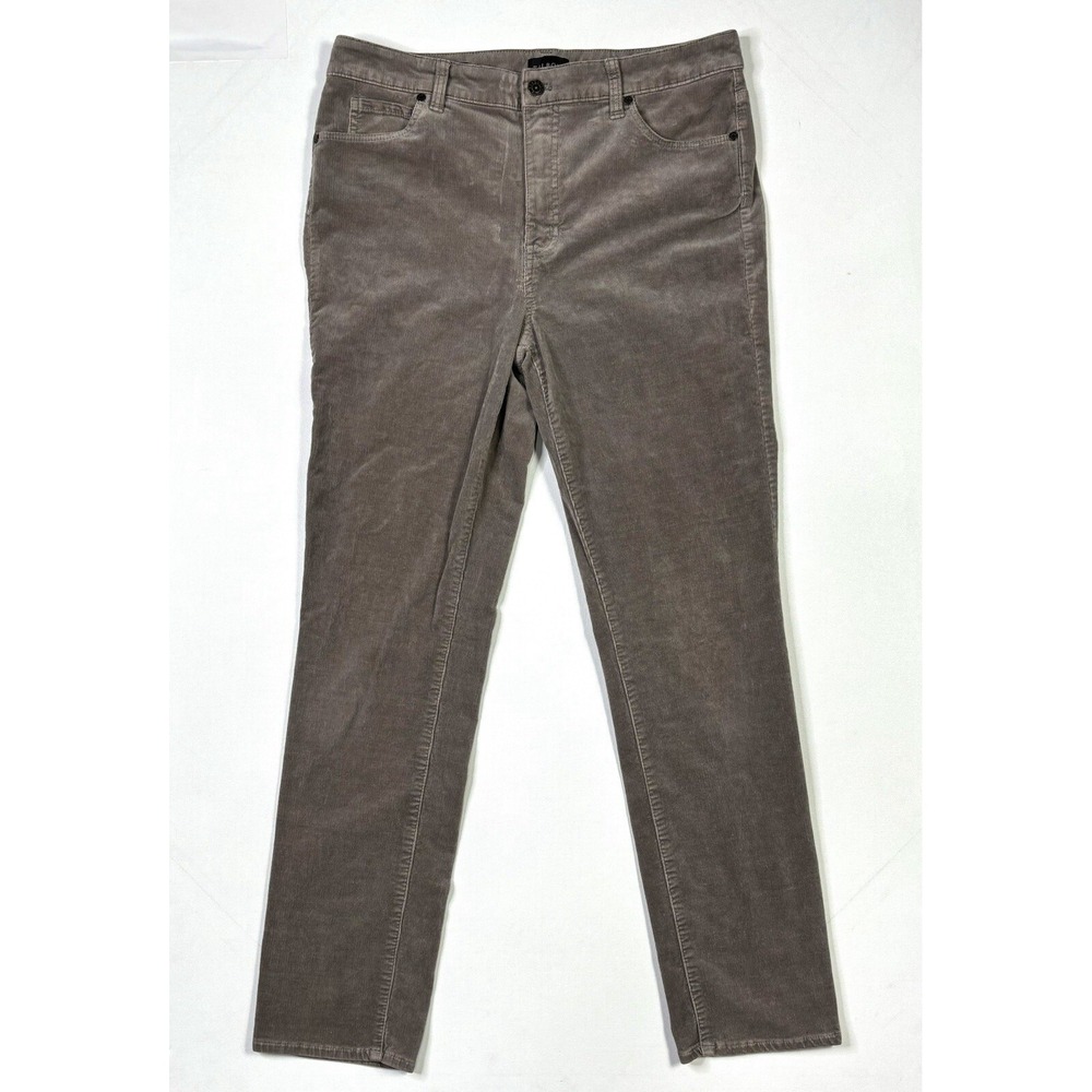 Talbots Pants Women's 10 Corduroy Straight Leg Stretch Dull Brown